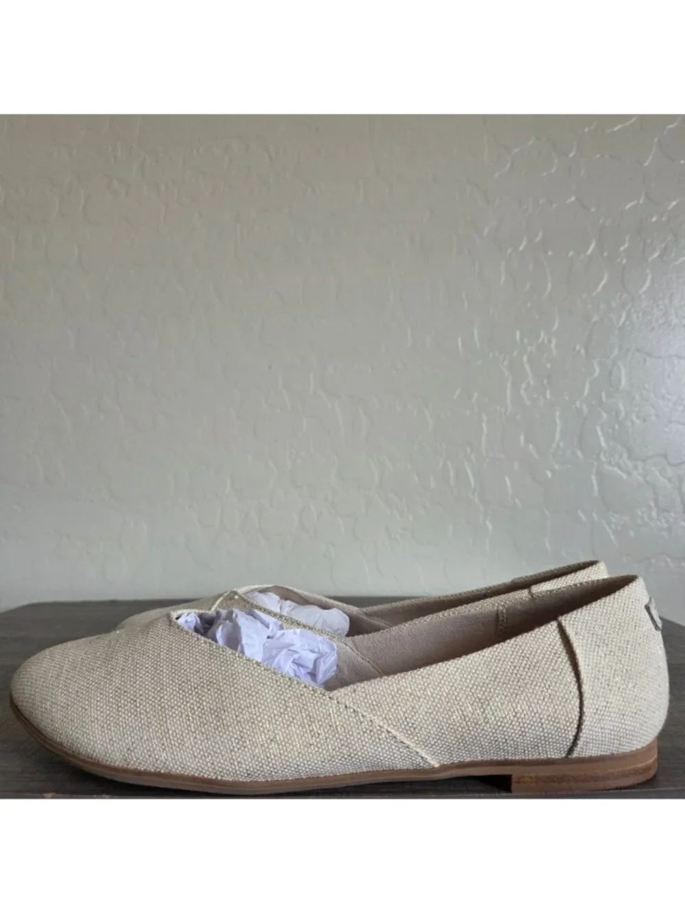 Toms Jutti Neat Slip-On Ballet Flat Dark Natural Metallic Linen Size Women's 9.5
